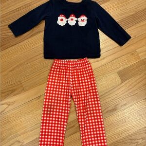 Santa Claus Kids Pajama Set - Navy and Red